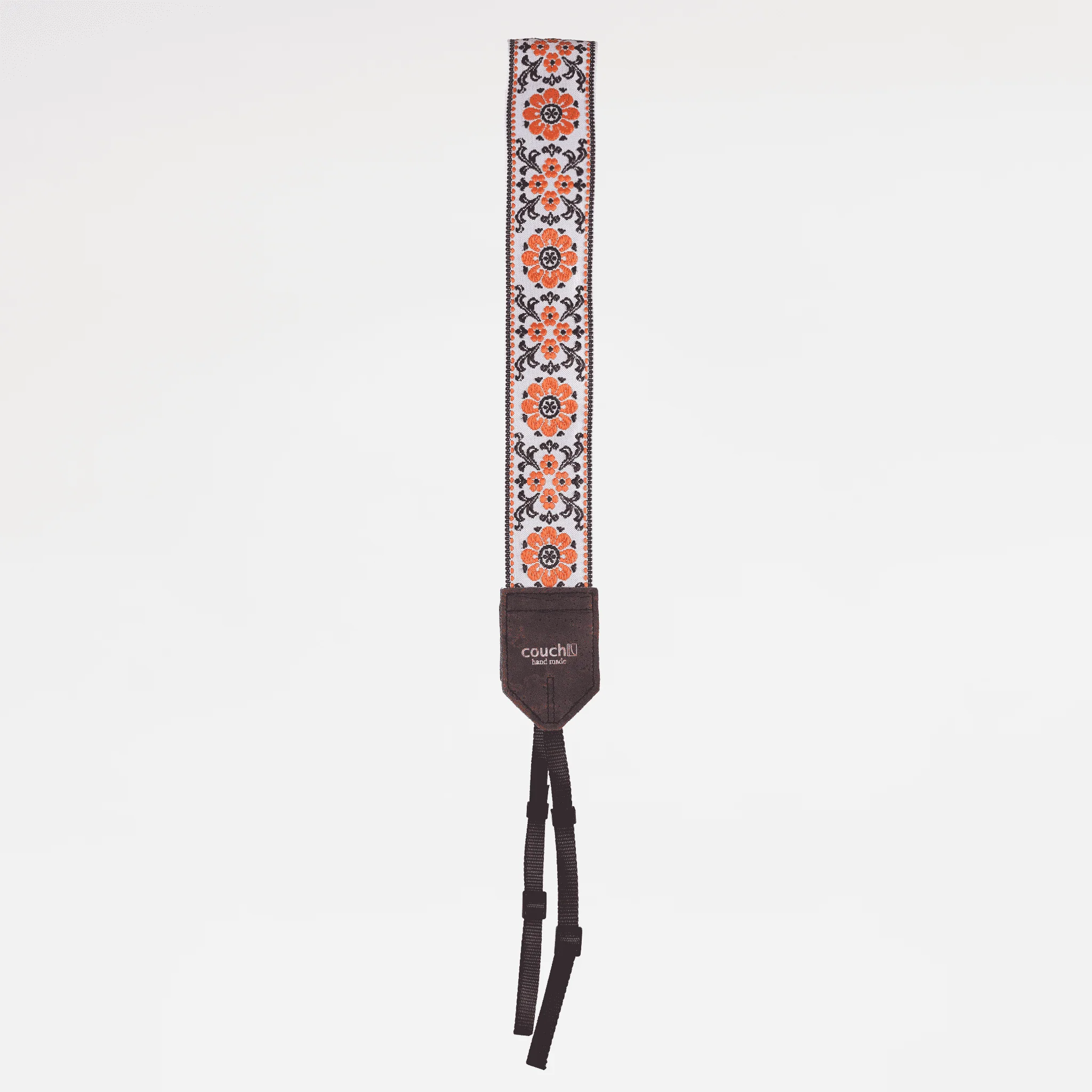 Couch Camera Strap | Cork and Orange Flowers - Image 2
